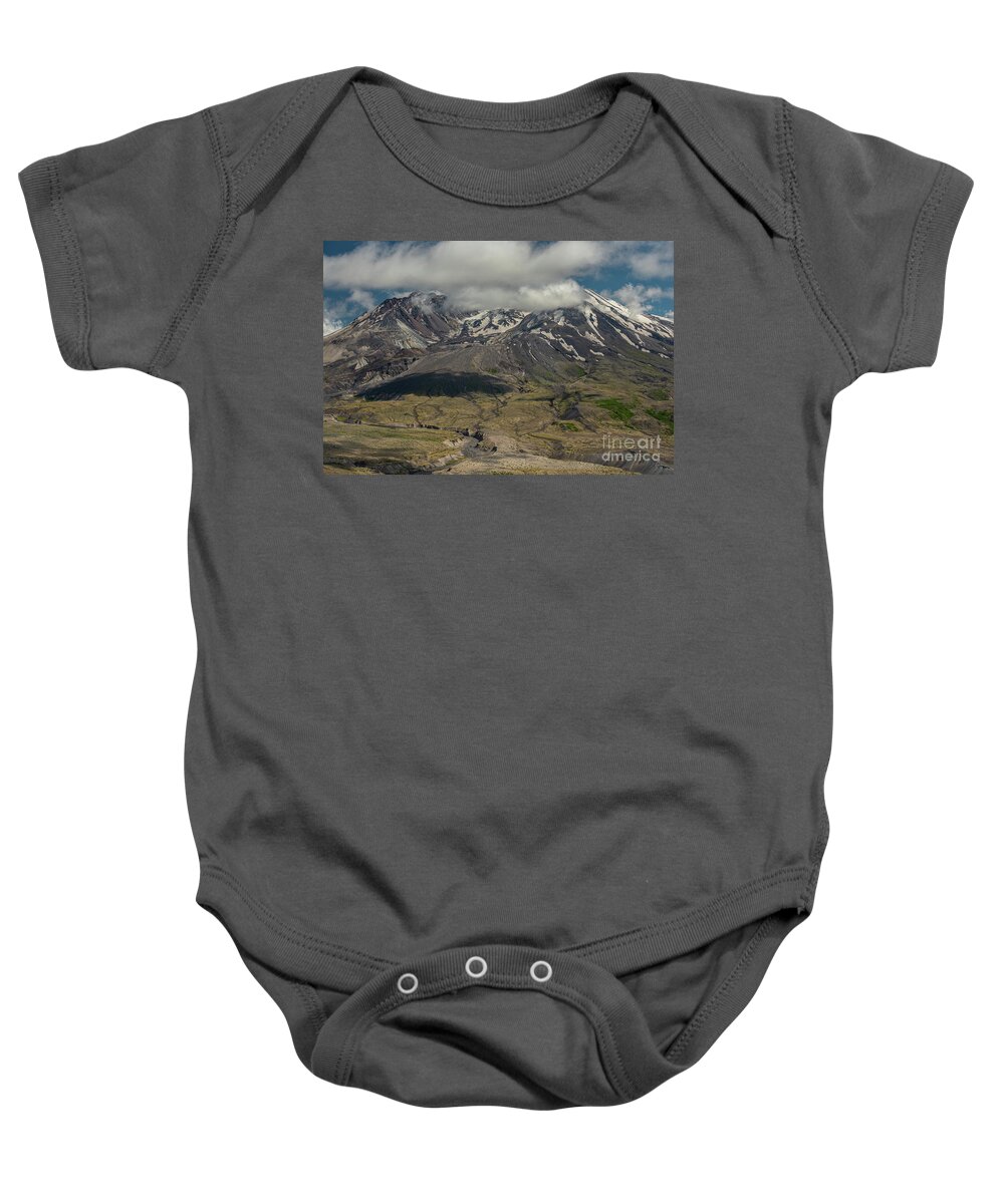 Mount St. Helens Baby Onesie featuring the photograph Mount Saint Helens as Clouds Roll In by Nancy Gleason