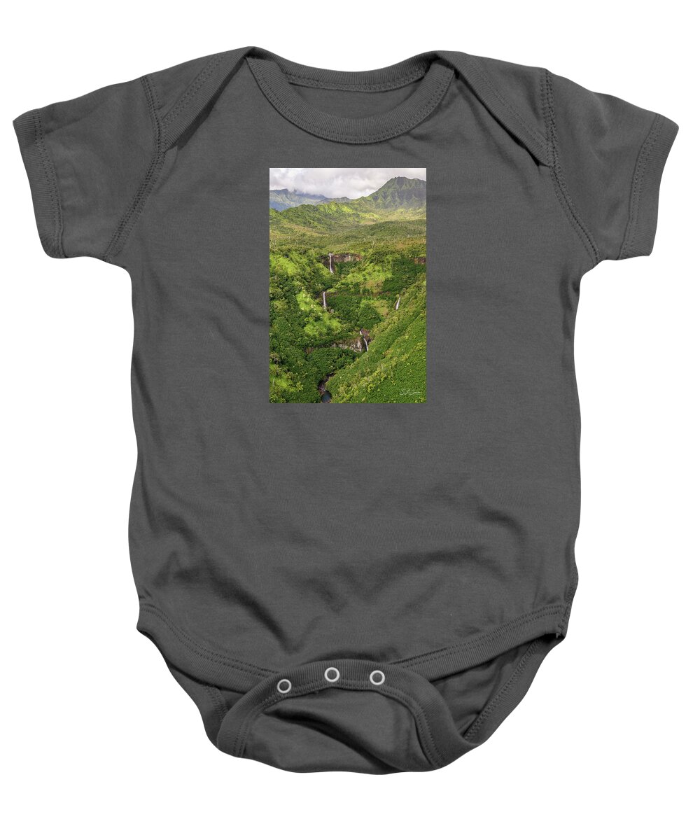 Mount Wai'ale'ale Baby Onesie featuring the photograph Mount Wai'ale'ale Waterfalls by Steven Sparks
