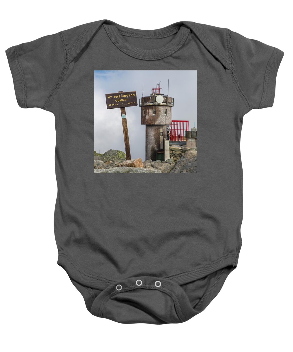 Mount Baby Onesie featuring the photograph Mount Washington Summit Sign by White Mountain Images