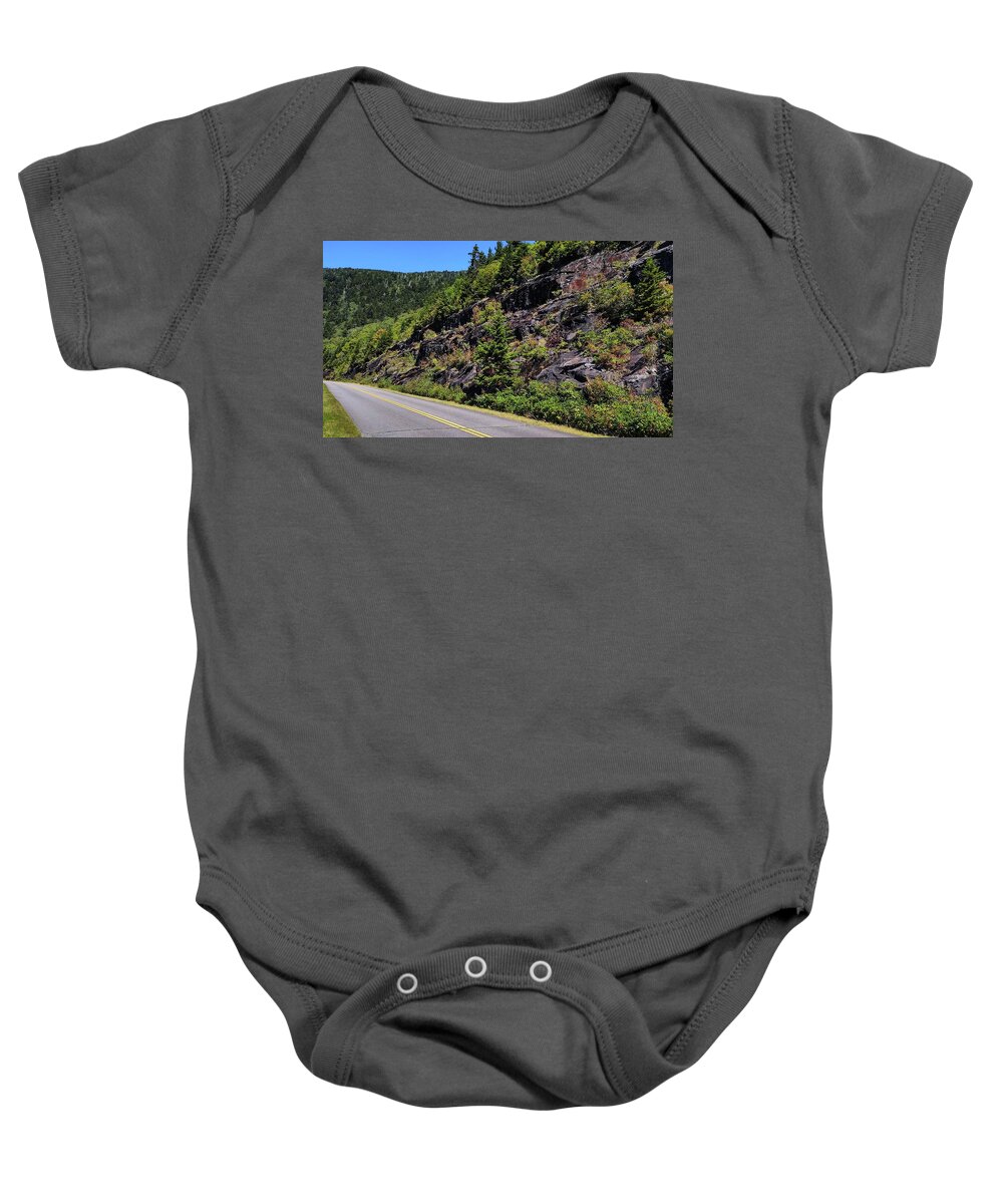 Landscape Baby Onesie featuring the photograph Mountain Drive by Allen Nice-Webb