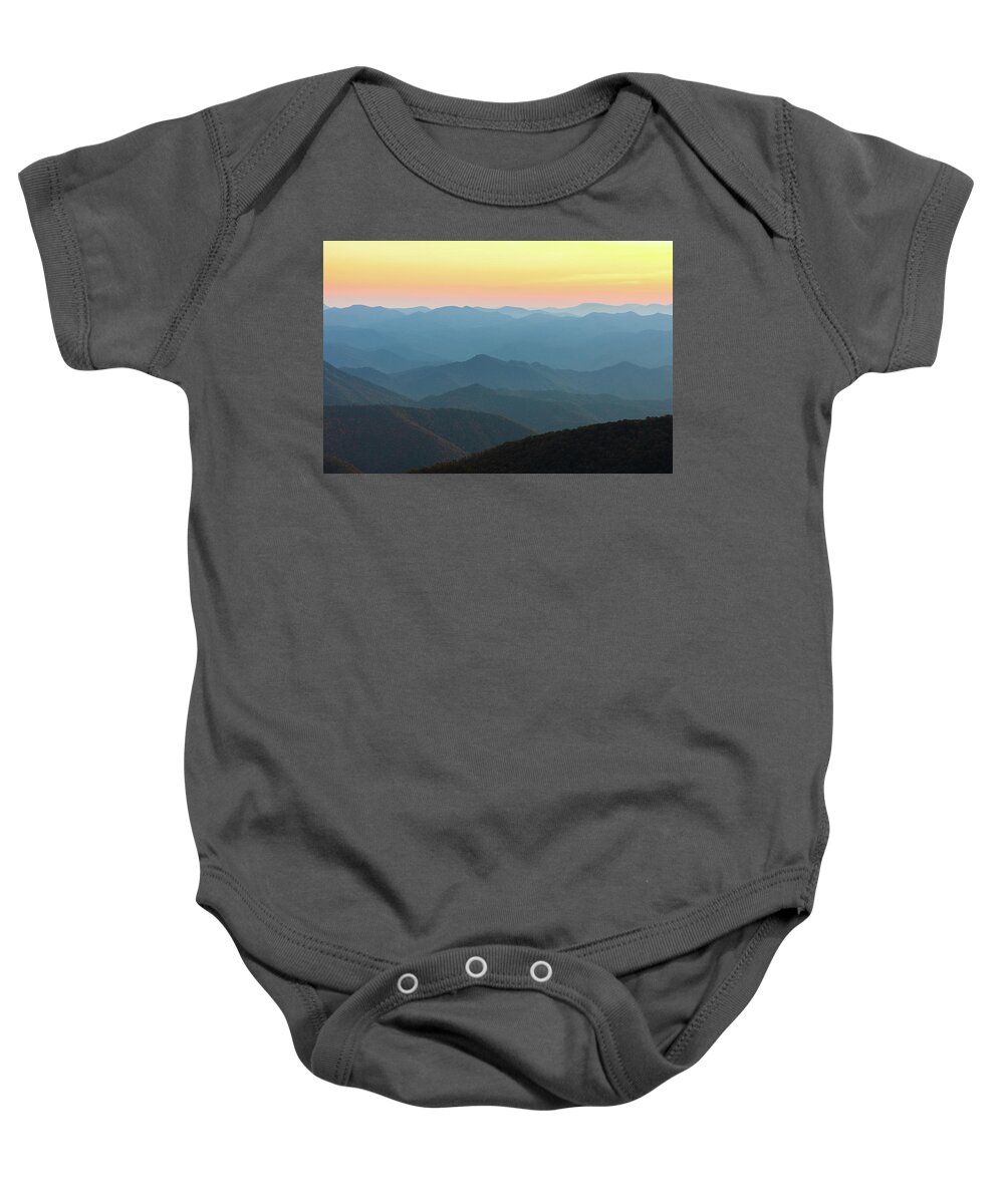 Cowee Moutain Baby Onesie featuring the photograph Mountain Layers At Cowee Overlook by Jordan Hill