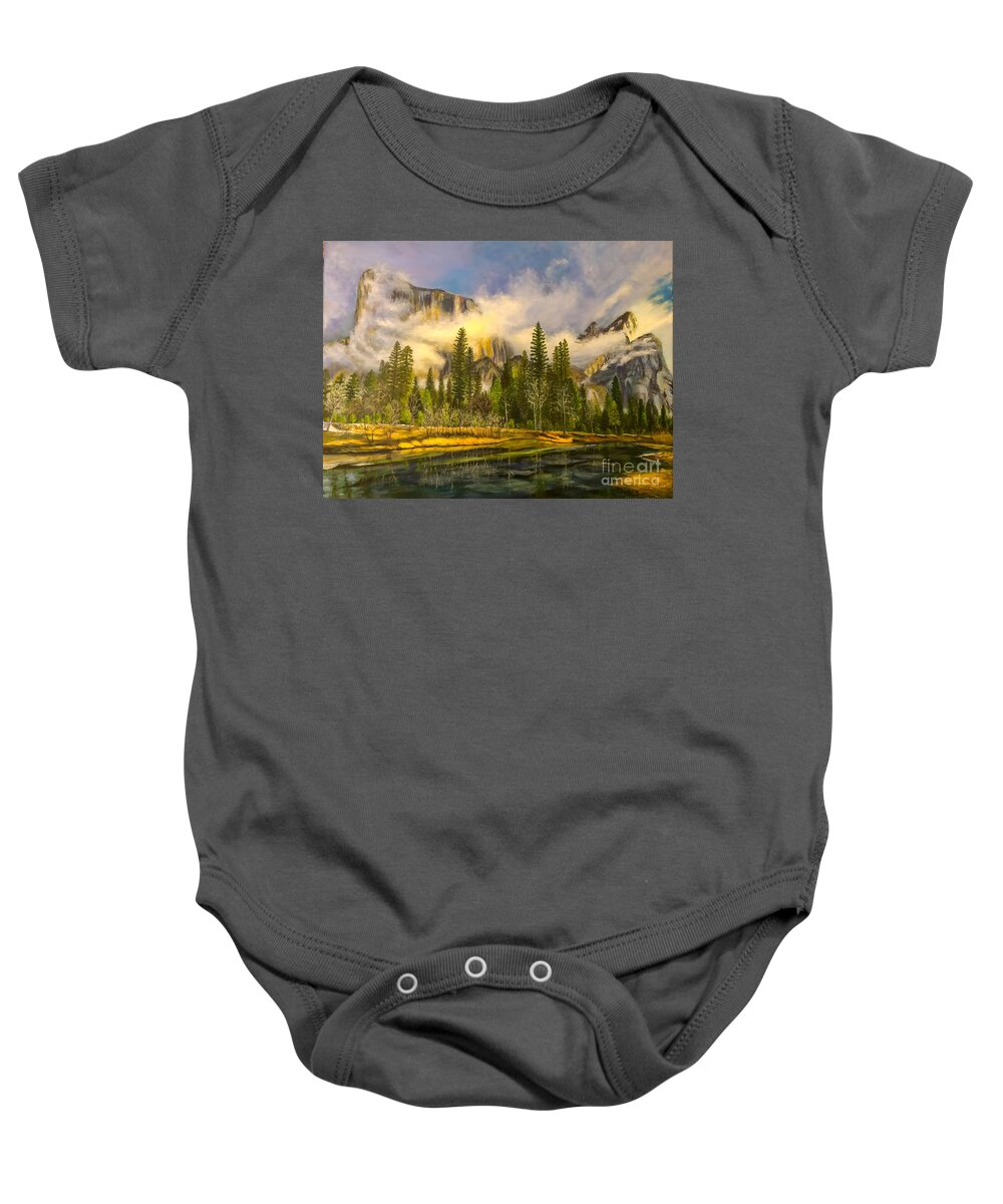 Oil Painting Baby Onesie featuring the painting Mountain Mist by Sherrell Rodgers