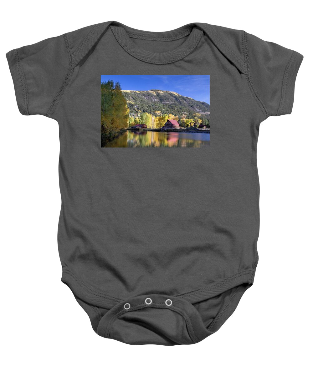 Nature Baby Onesie featuring the photograph Mountain Reflections by Steve Templeton