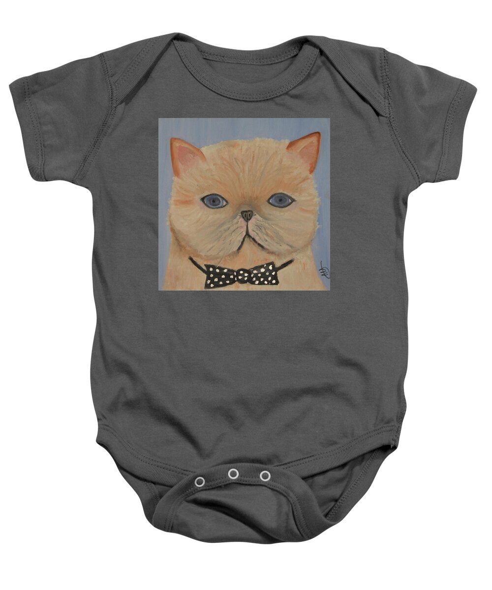 Cats Baby Onesie featuring the painting Mr Grumpy by Anita Hummel