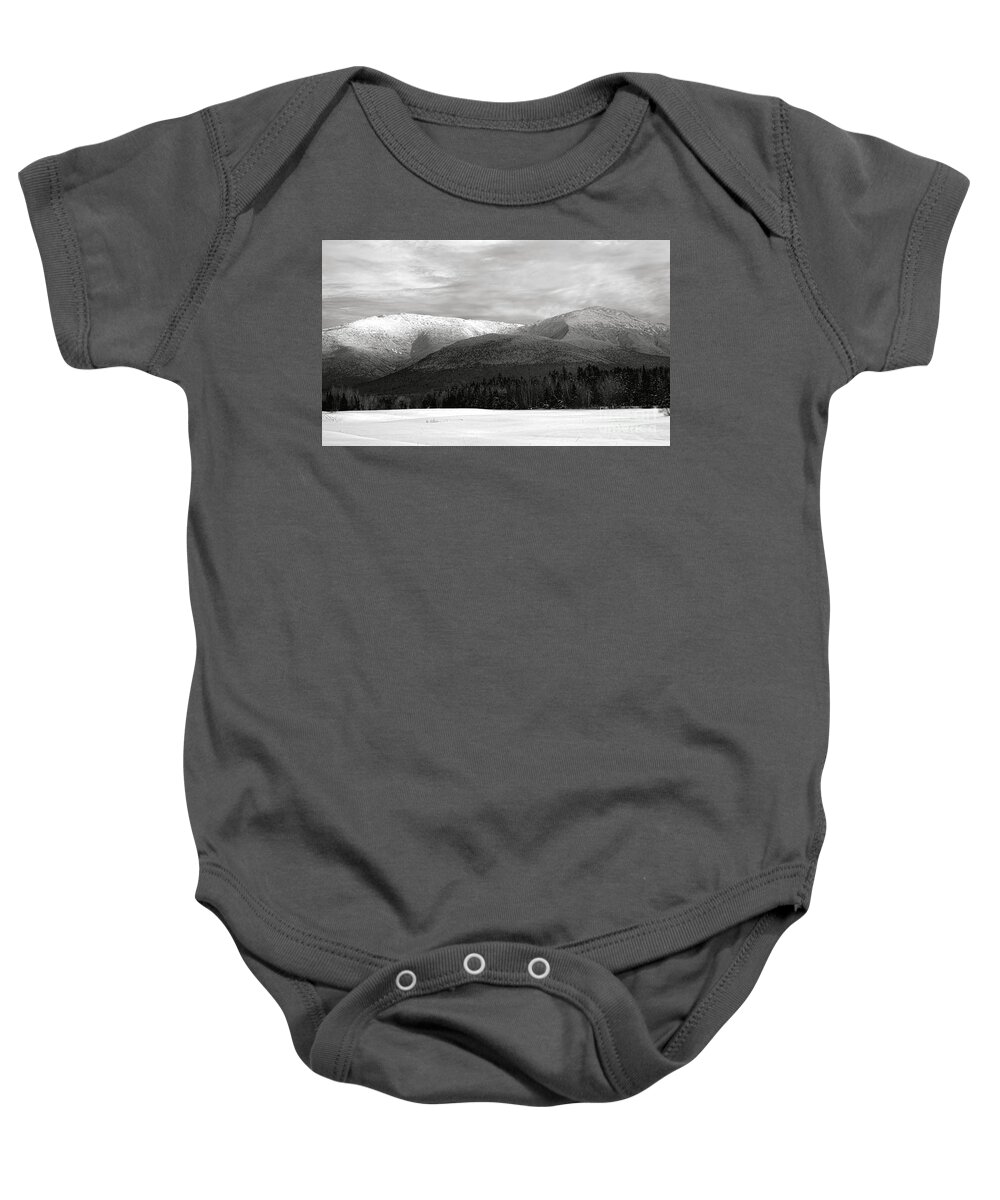 Adams Baby Onesie featuring the photograph Mt Adams and Mt Jefferson in Winter by Olivier Le Queinec