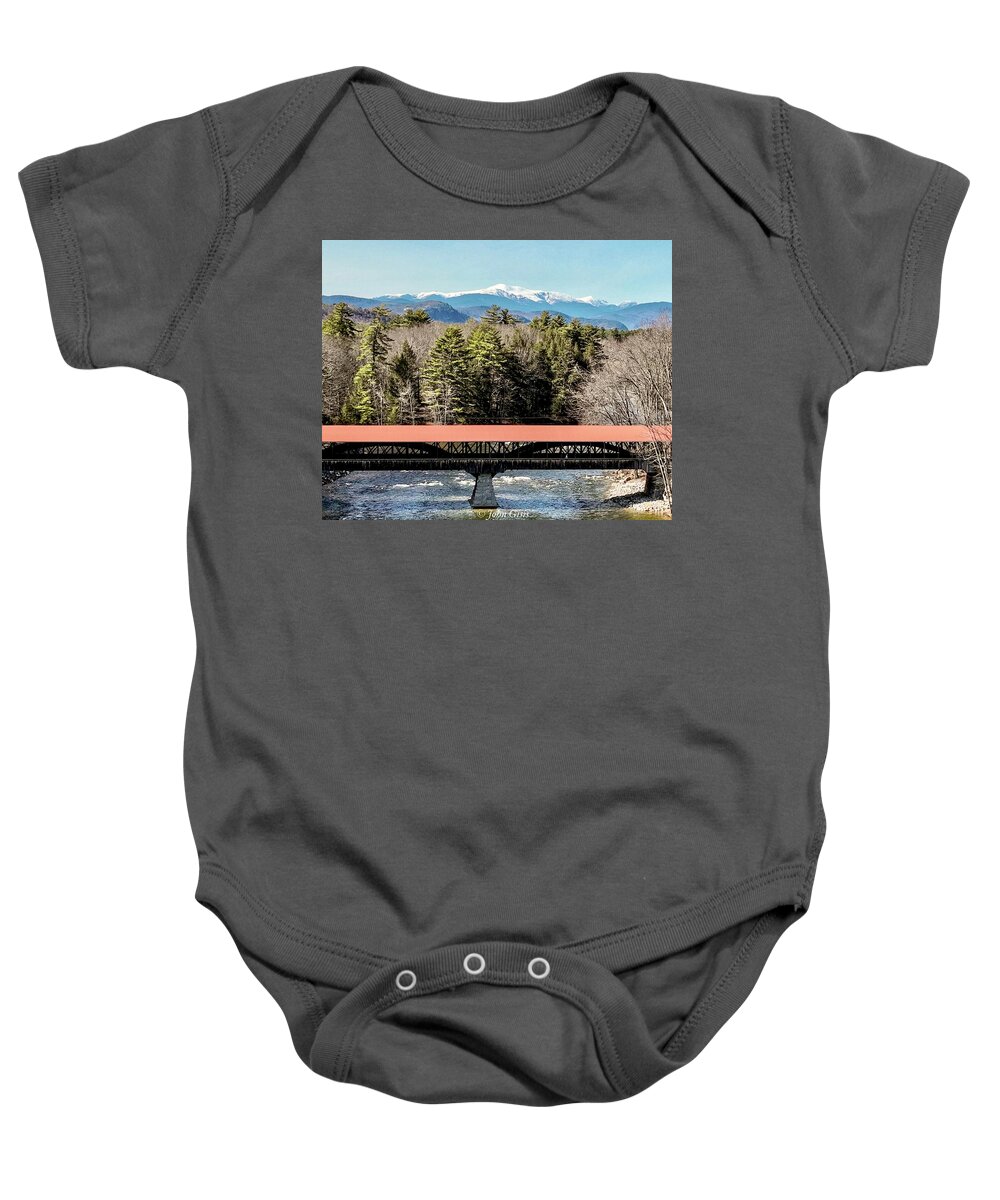  Baby Onesie featuring the photograph Mt Washington over the Saco River Covered Bridge by John Gisis