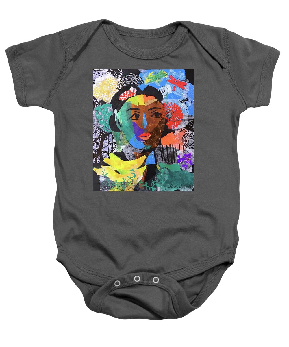Portrait Baby Onesie featuring the painting Mujer con Bananas by Elaine Elliott