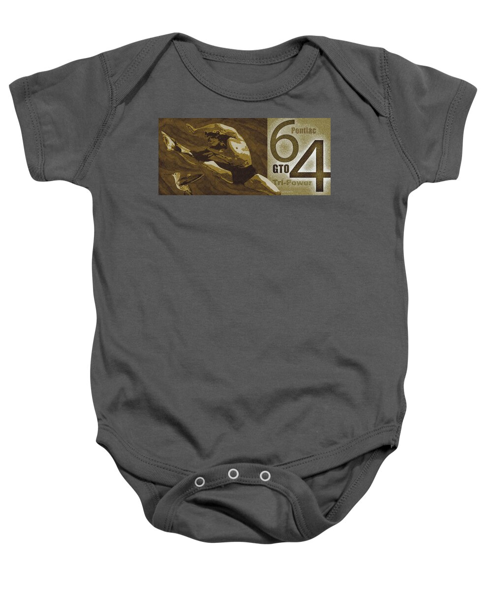 Muscle Cars Baby Onesie featuring the digital art Muscle Cars / 64 GTO by David Squibb