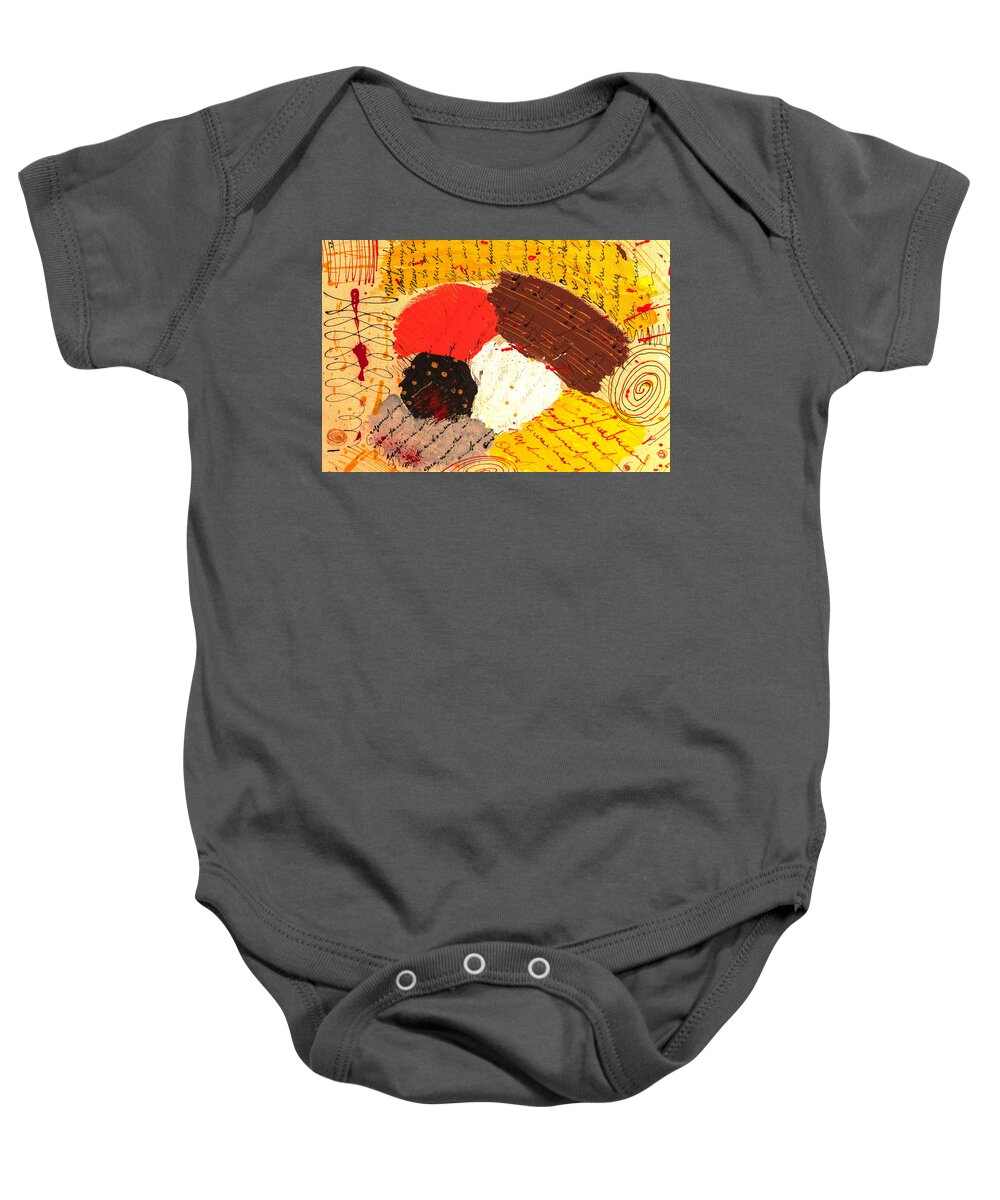 Russian Artists New Wave Baby Onesie featuring the drawing Music and Poetry Fragment by Tatiana Irbis