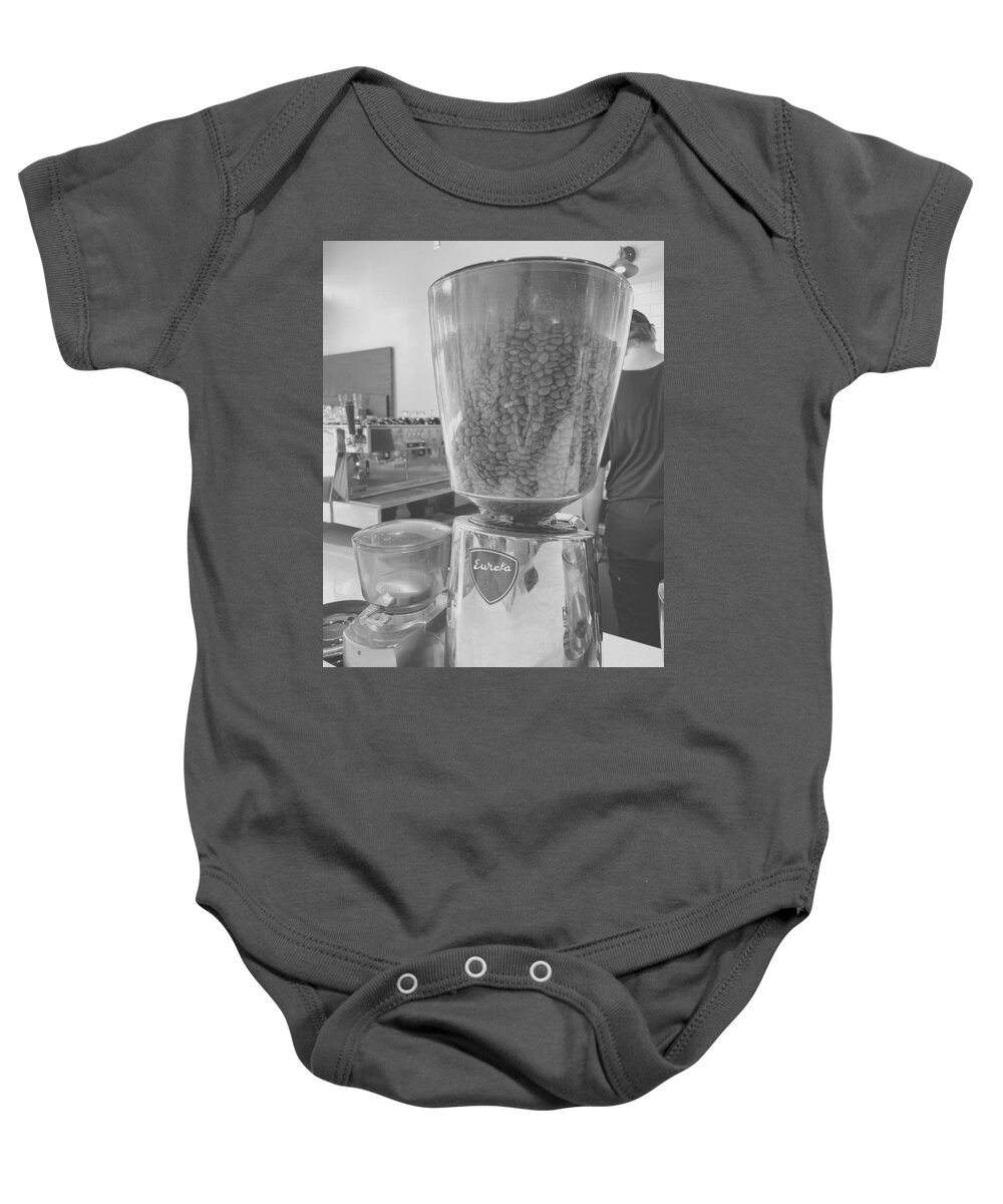 Coffee Baby Onesie featuring the photograph My Breakfast of Choice BW by Lee Darnell