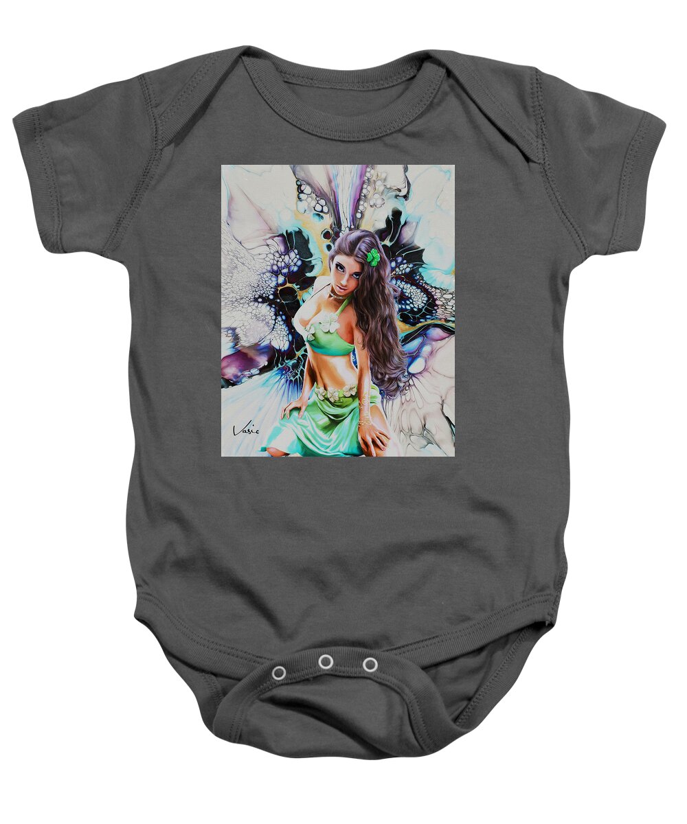 Paint Baby Onesie featuring the painting Mystic Lady by Nenad Vasic