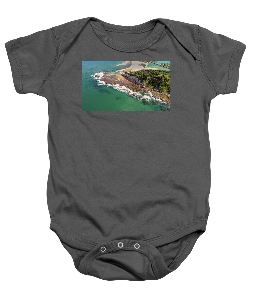 Road Baby Onesie featuring the photograph Narrabeen Head, Rockpool and Bridge by Andre Petrov