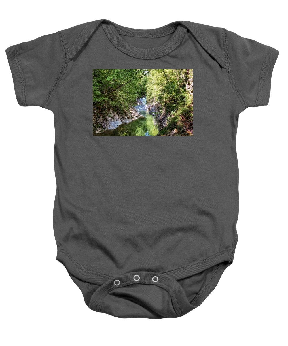 Lace Falls Baby Onesie featuring the photograph Natural Bridge - Lace Falls by Susan Rissi Tregoning