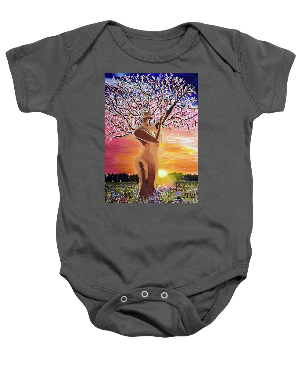 Earth Baby Onesie featuring the painting Nature's Radicle Seed by Chiquita Howard-Bostic