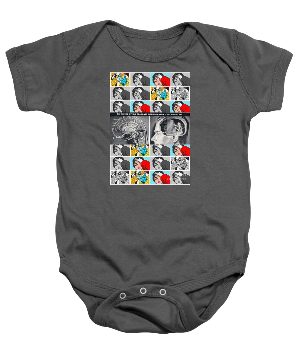 Mental Health Baby Onesie featuring the mixed media Nervous Breakdown by Sally Edelstein