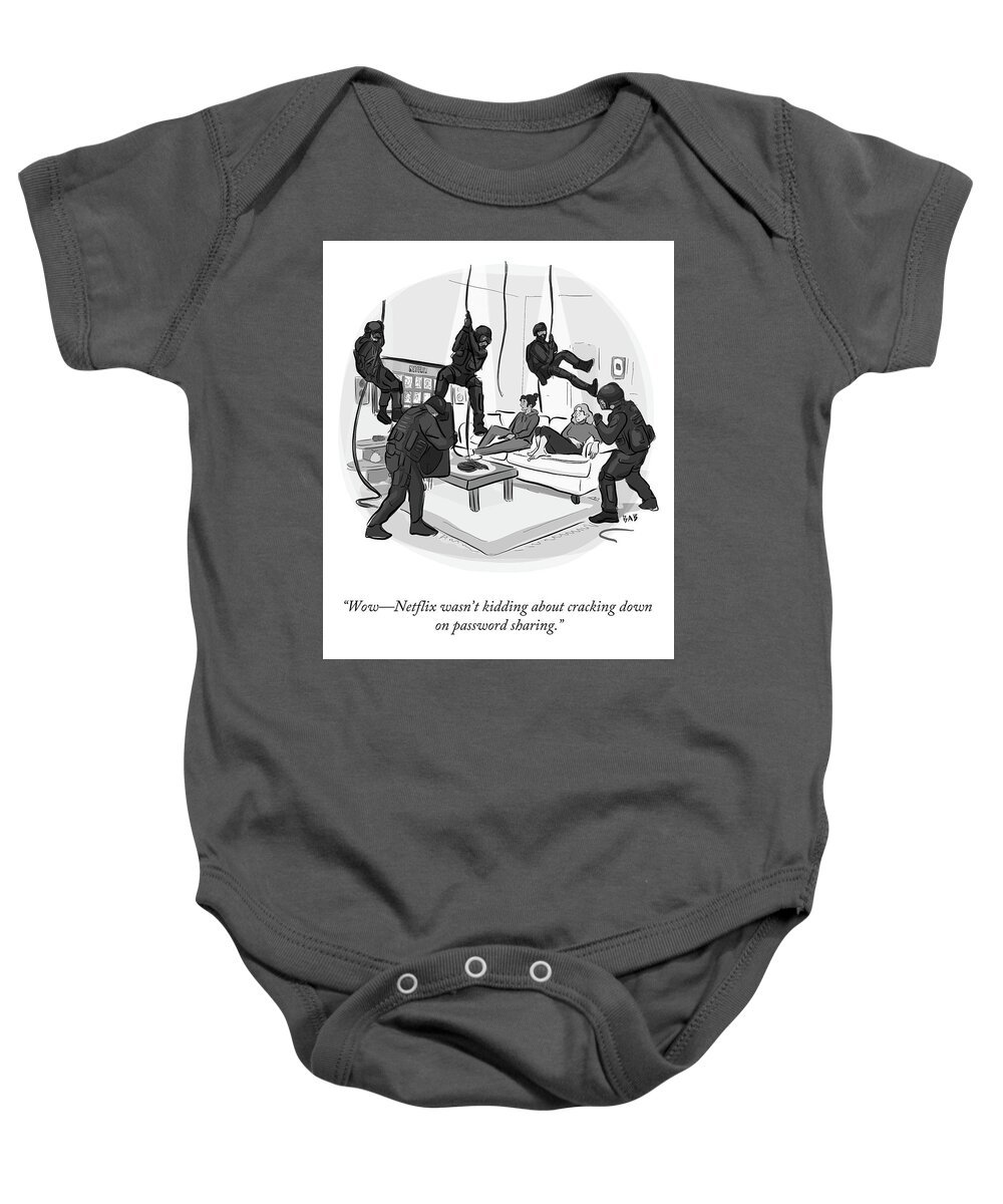Wownetflix Wasn't Kidding About Cracking Down On Password Sharing. Baby Onesie featuring the drawing Netflix Wasn't Kidding by Brooke Bourgeois