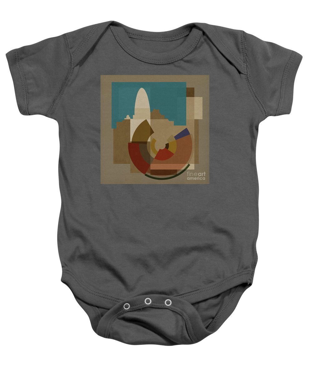 London Baby Onesie featuring the mixed media New Capital Square - Gherkin by BFA Prints