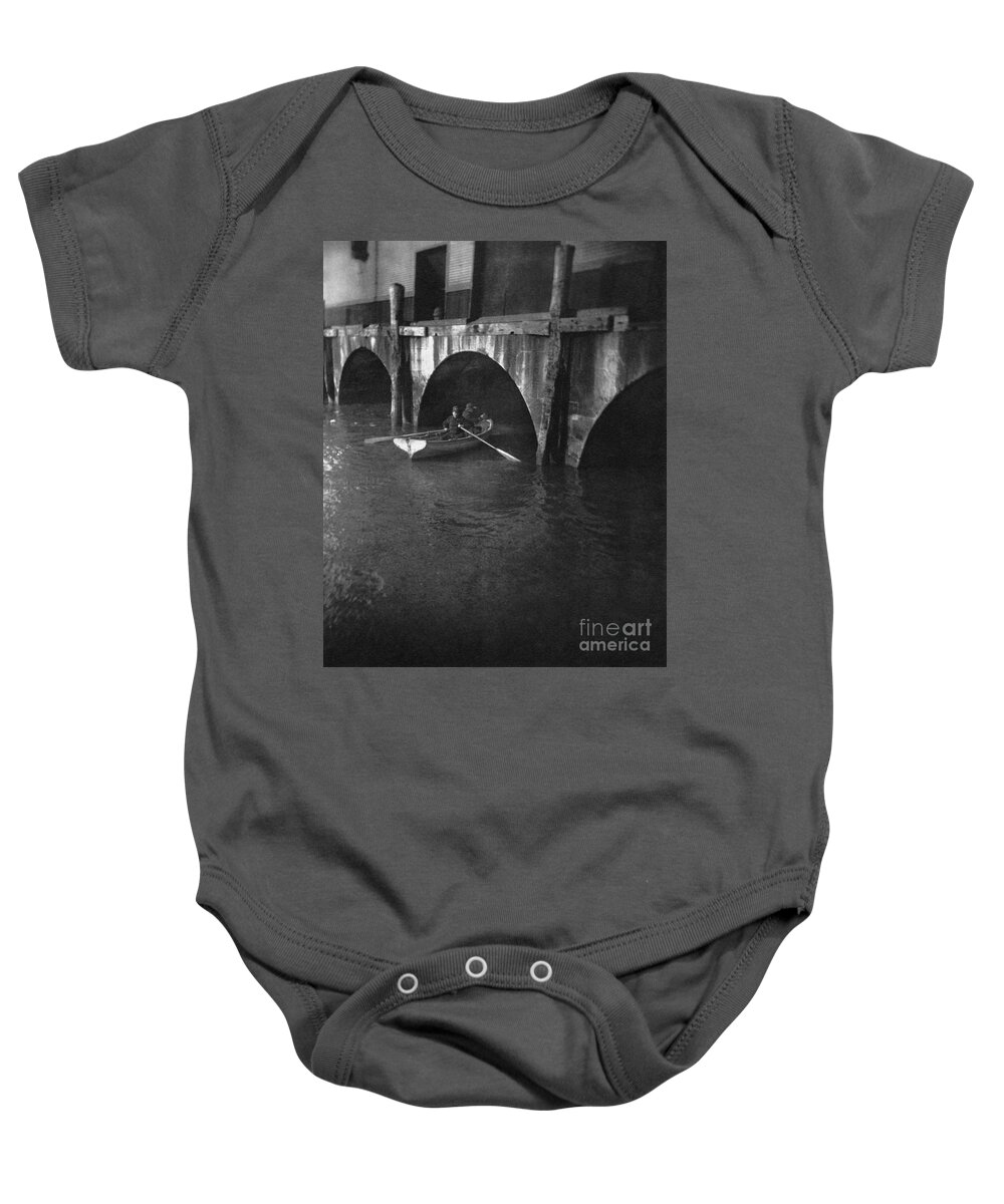 1800s Baby Onesie featuring the photograph New York City Police Boat, c1889 by Jacob Riis