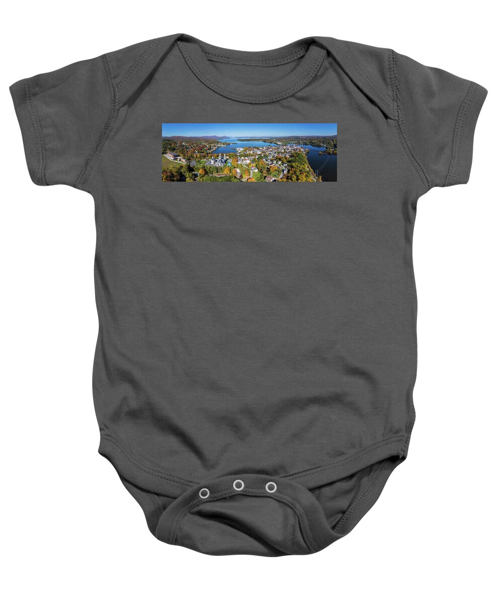 Fall Foliage 2021 Baby Onesie featuring the photograph Newport, VT With Lake Memphremagog Panorama by John Rowe