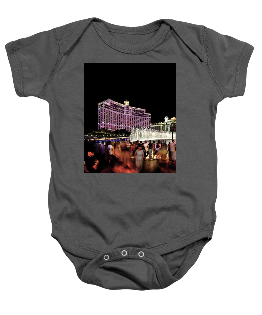 Las Vegas Skyline Baby Onesie featuring the photograph Night On The Town Triptych_1 by Az Jackson