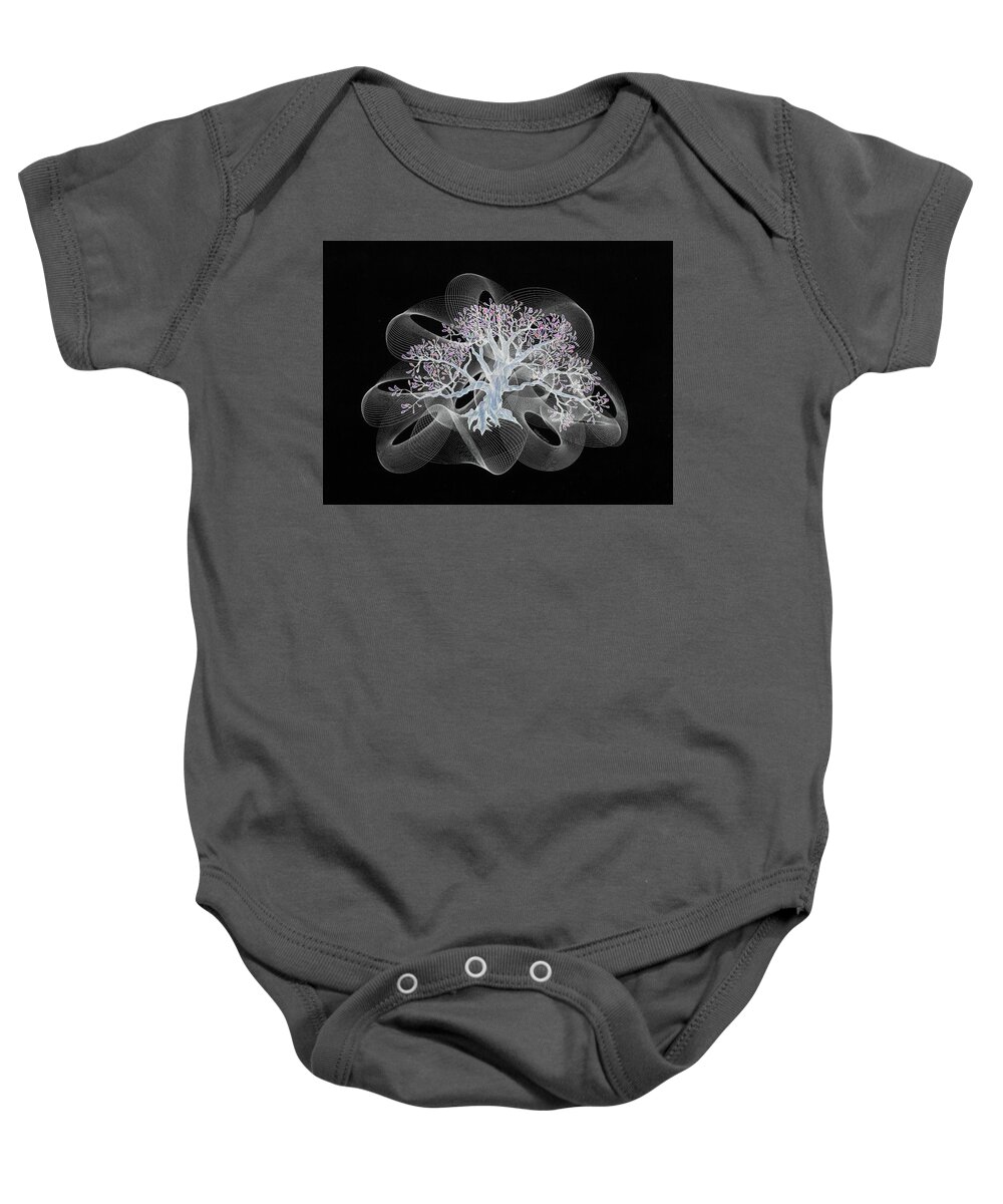 Tree Baby Onesie featuring the drawing Night Tree 2 by Teresamarie Yawn