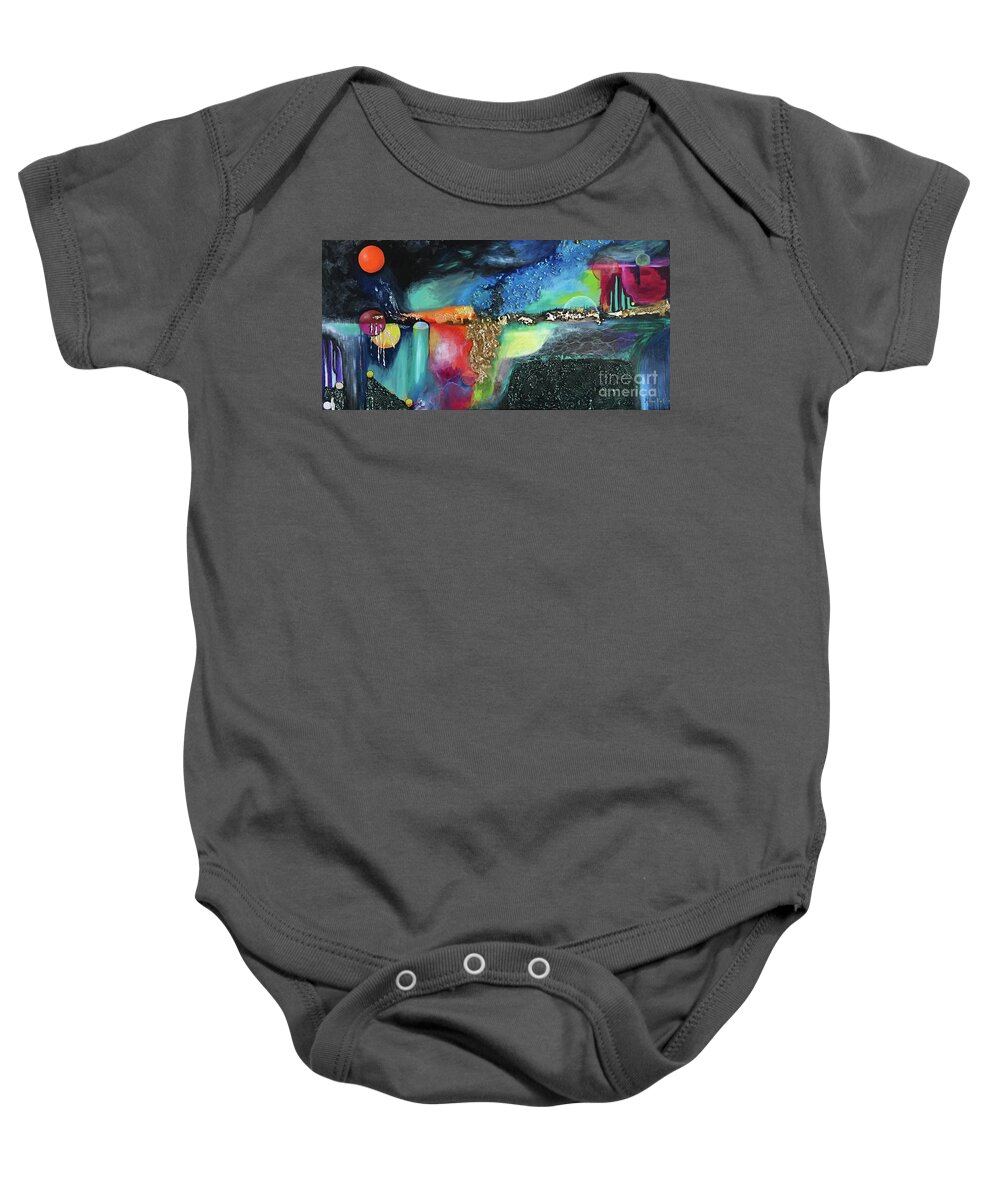 Abstract Baby Onesie featuring the painting Night vision 2 by Maria Karlosak