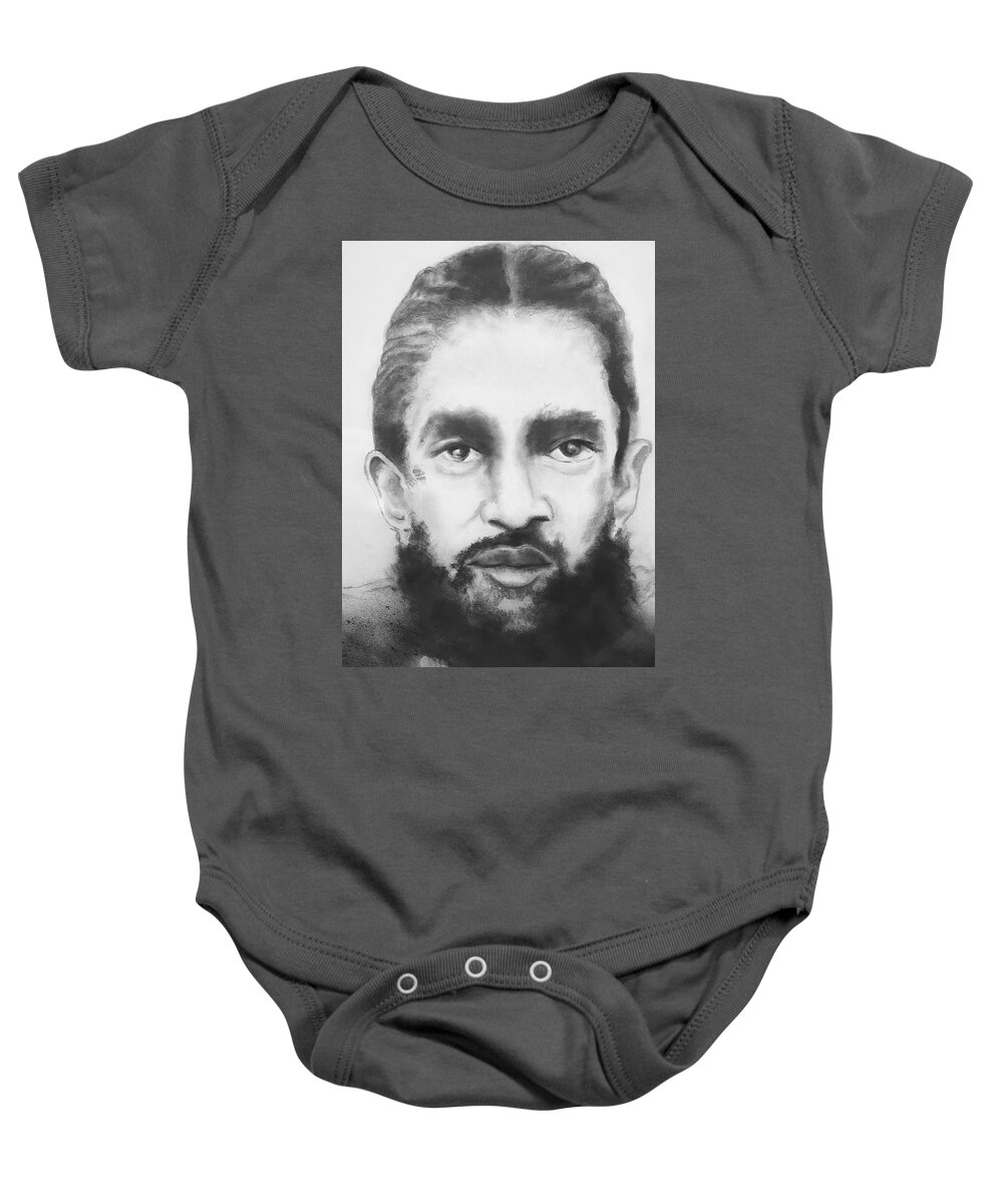  Baby Onesie featuring the drawing Nipsey by Angie ONeal