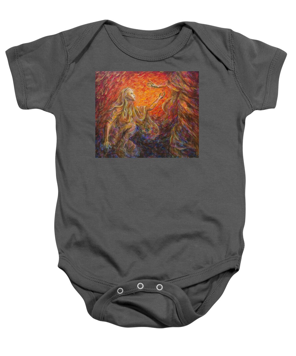 Mary Baby Onesie featuring the painting Noli Me Tangere by Nik Helbig