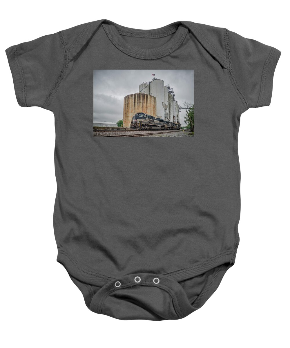 Railroad Baby Onesie featuring the photograph Norfolk Southern New York Central heritage unit 1066 by Jim Pearson