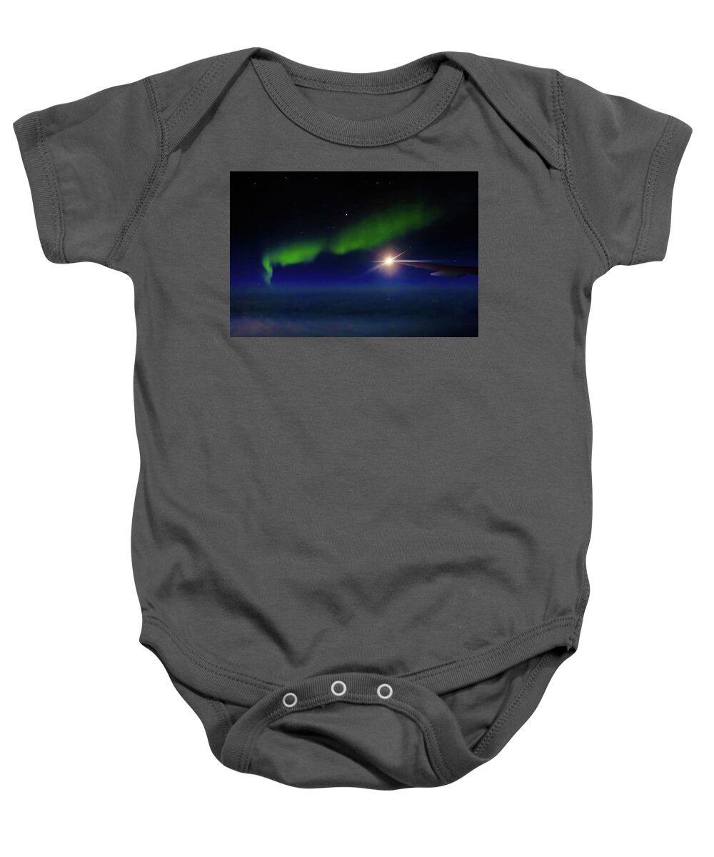 Northern Lights Baby Onesie featuring the photograph Northern Lights over the Bering Strait by Shixing Wen