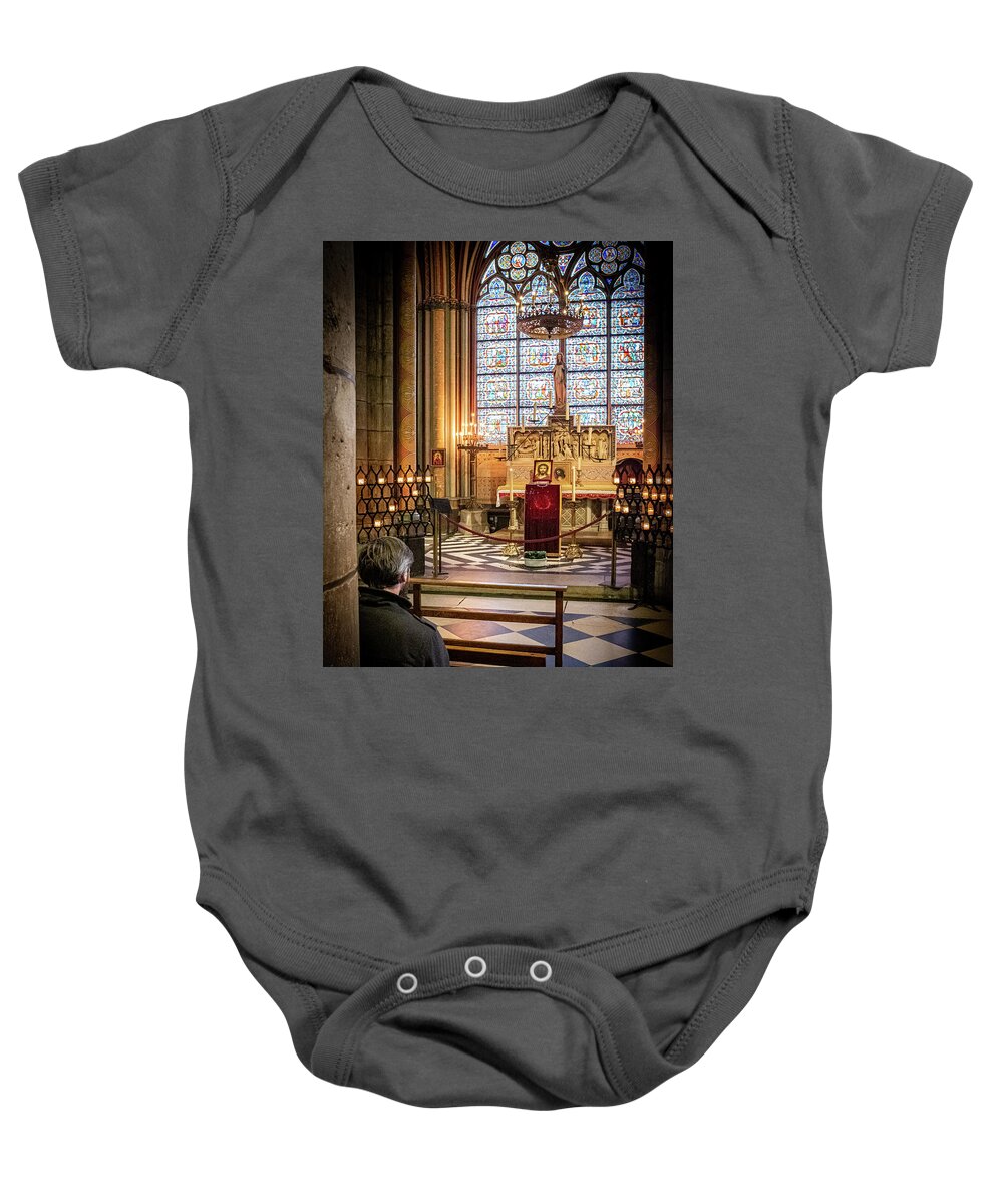 Notre Baby Onesie featuring the photograph Notre Dame, Paris 5 by Nigel R Bell