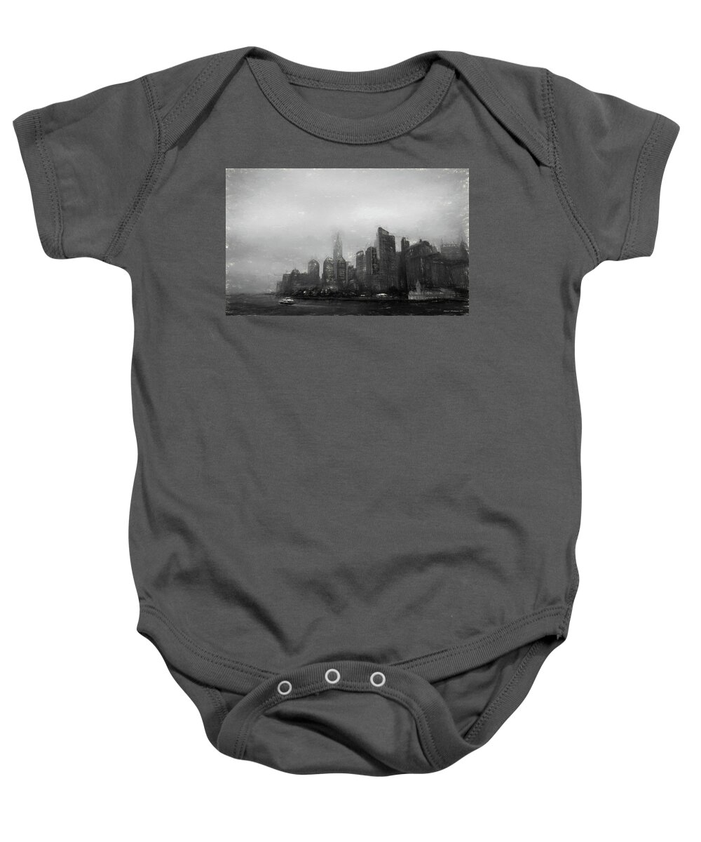 Sketch Baby Onesie featuring the drawing NYC tour of Manhattan by Richard Worthington