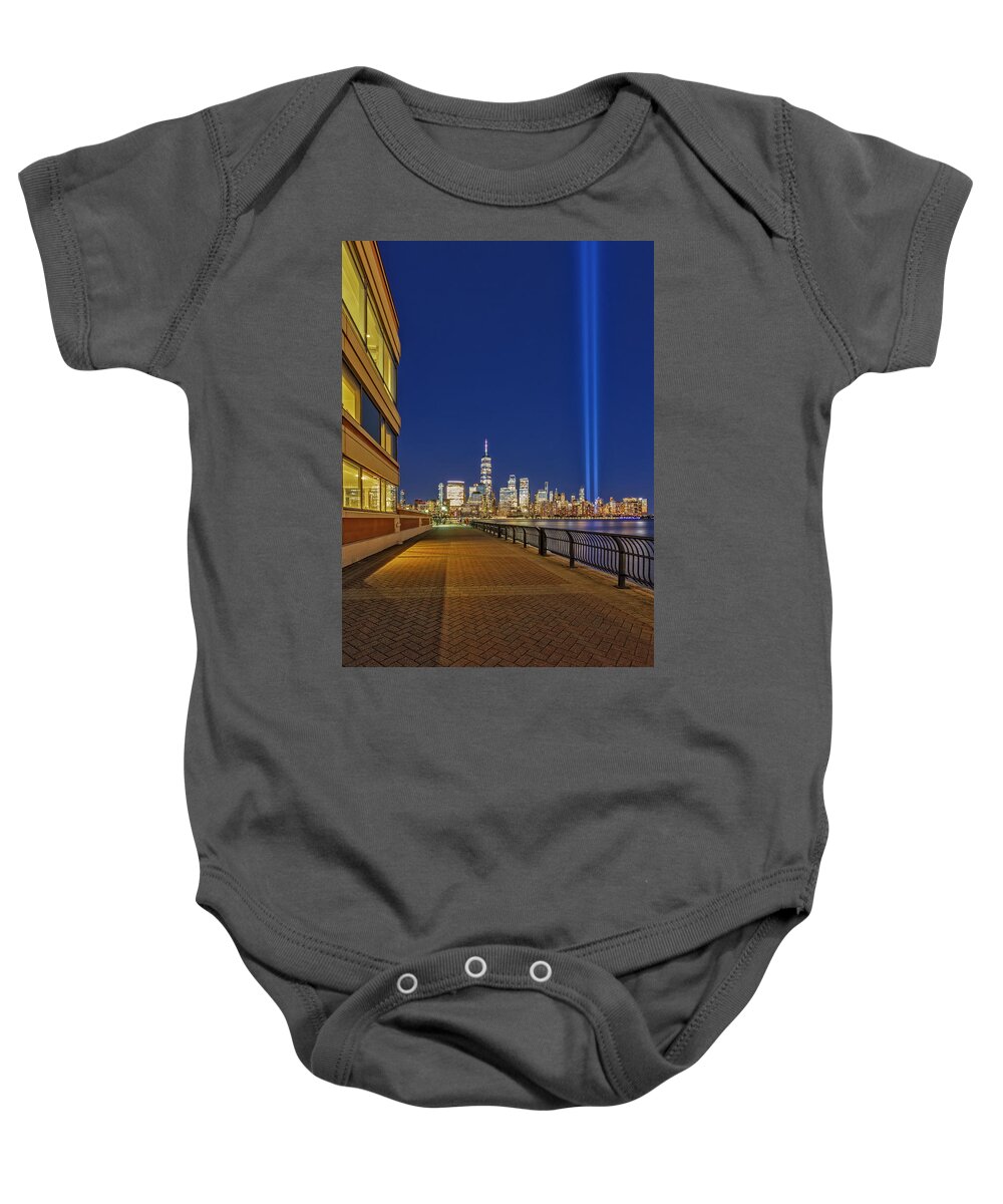 Wtc Baby Onesie featuring the photograph NYC Tribute In Light by Susan Candelario