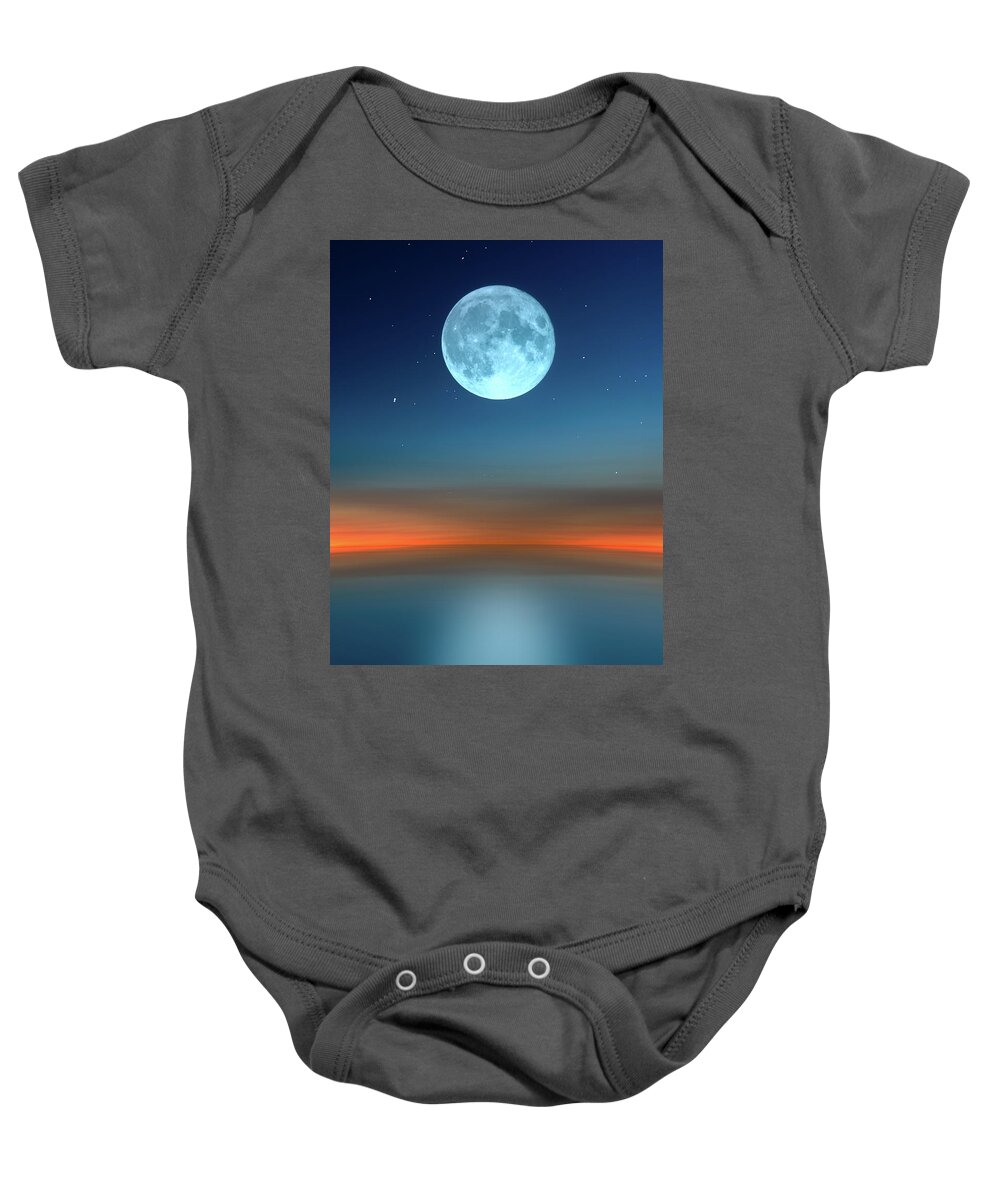 Moon Baby Onesie featuring the photograph October Moon by Bob Orsillo
