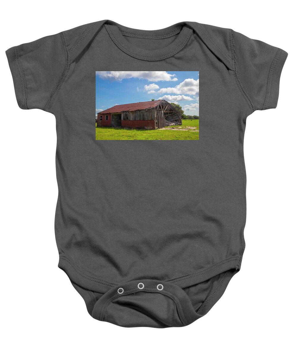 Barn Baby Onesie featuring the photograph Old Abandoned Barn by Dart Humeston