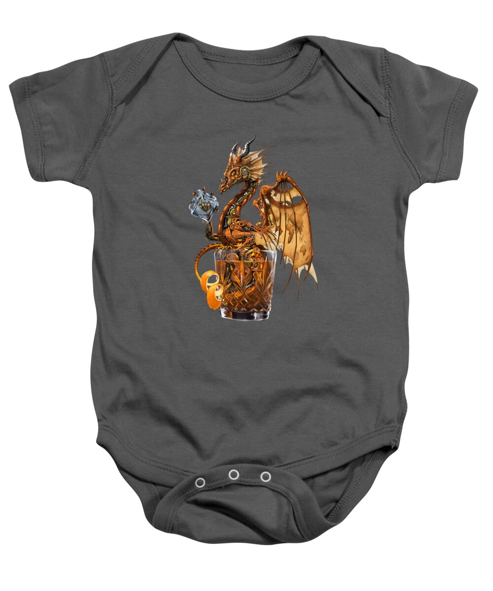Old Fashioned Baby Onesie featuring the digital art Old Fashioned Dragon by Stanley Morrison