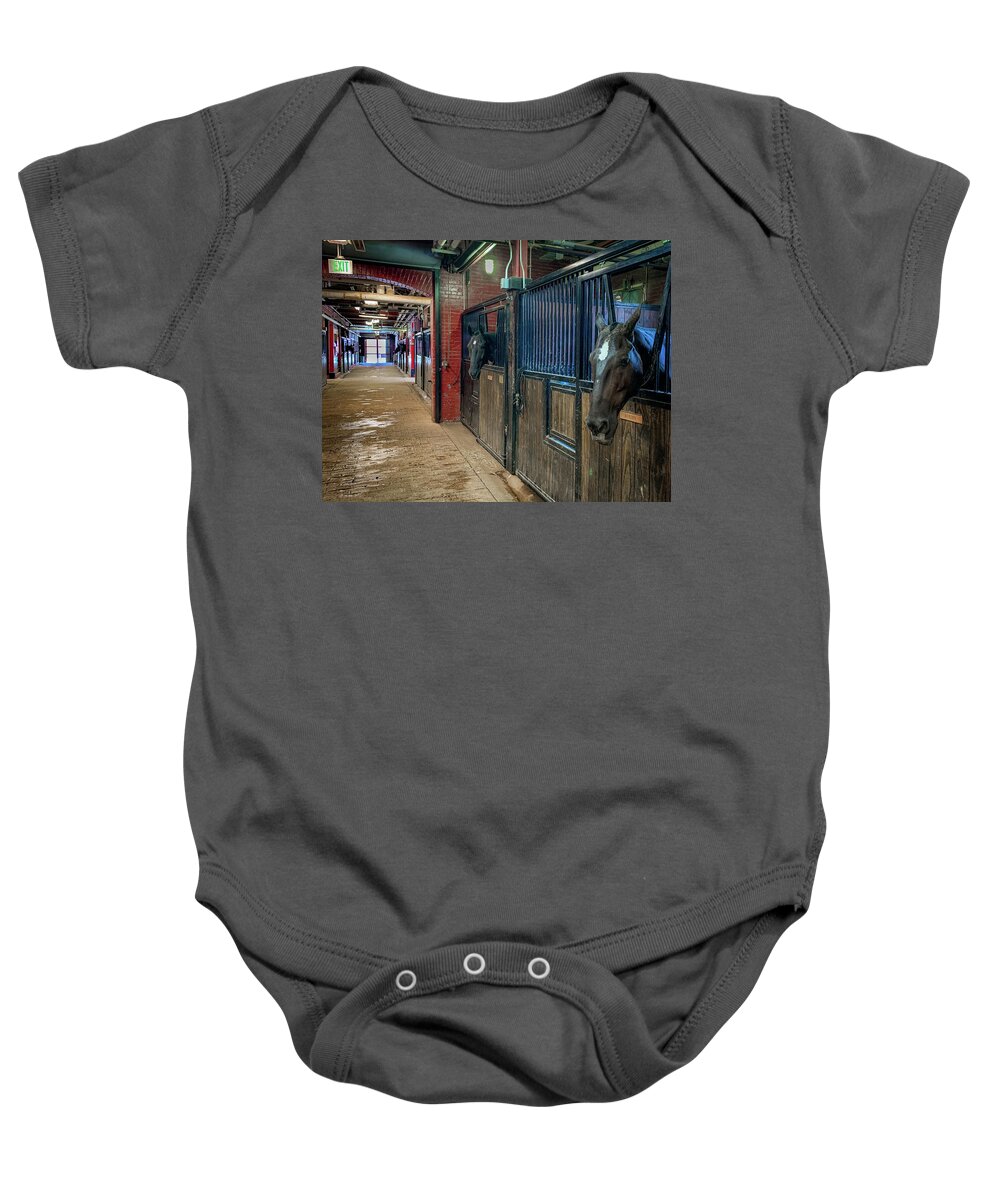 Animals Baby Onesie featuring the photograph Old Guard Stables by Lora J Wilson