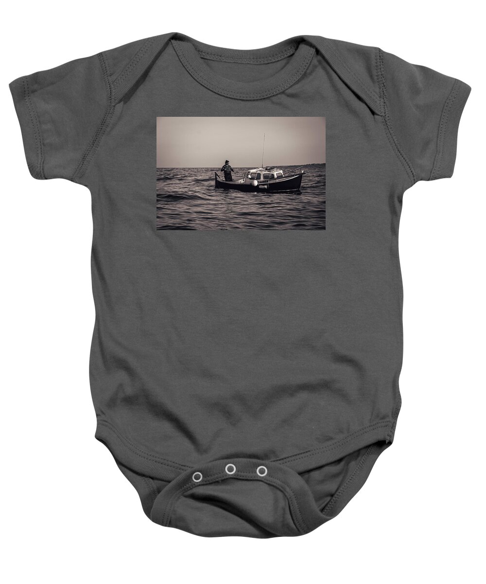 Fisherman Baby Onesie featuring the photograph Old Man and the Sea by Tito Slack