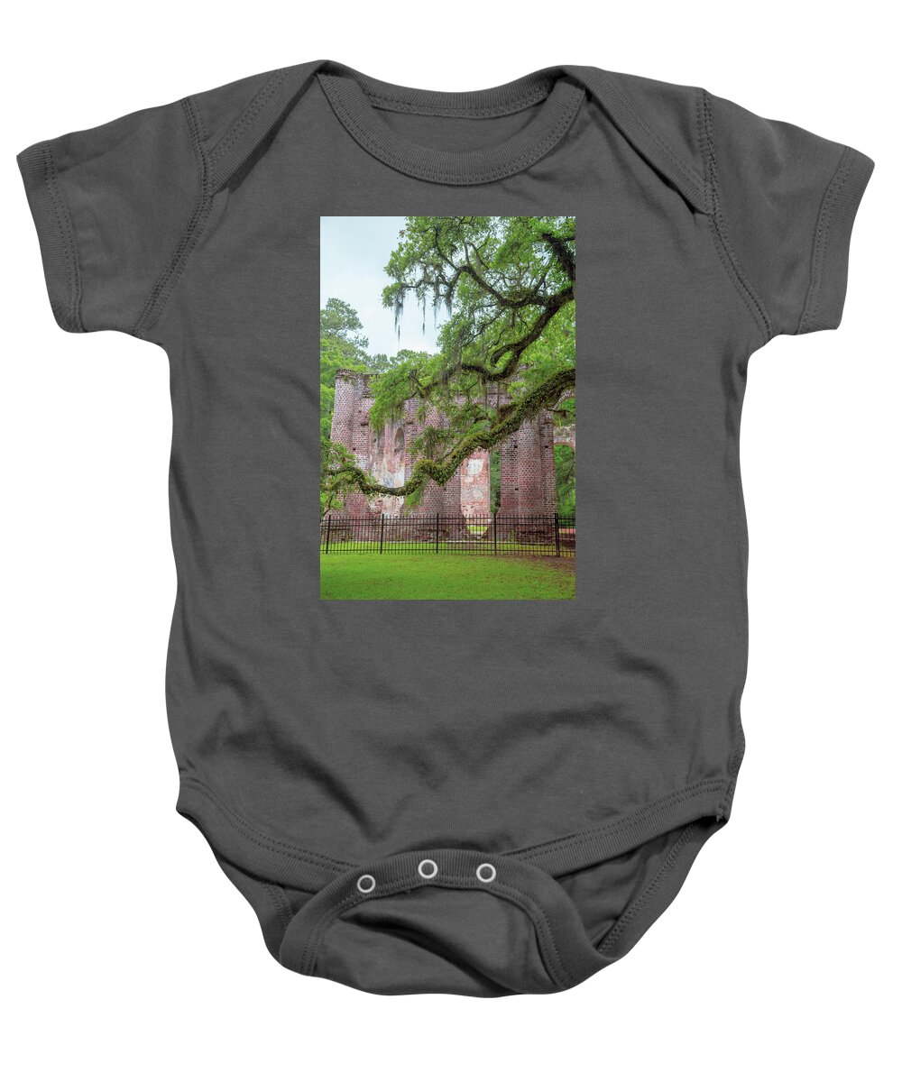 Yemassee Baby Onesie featuring the photograph Old Sheldon Church Ruins 22 by Cindy Robinson