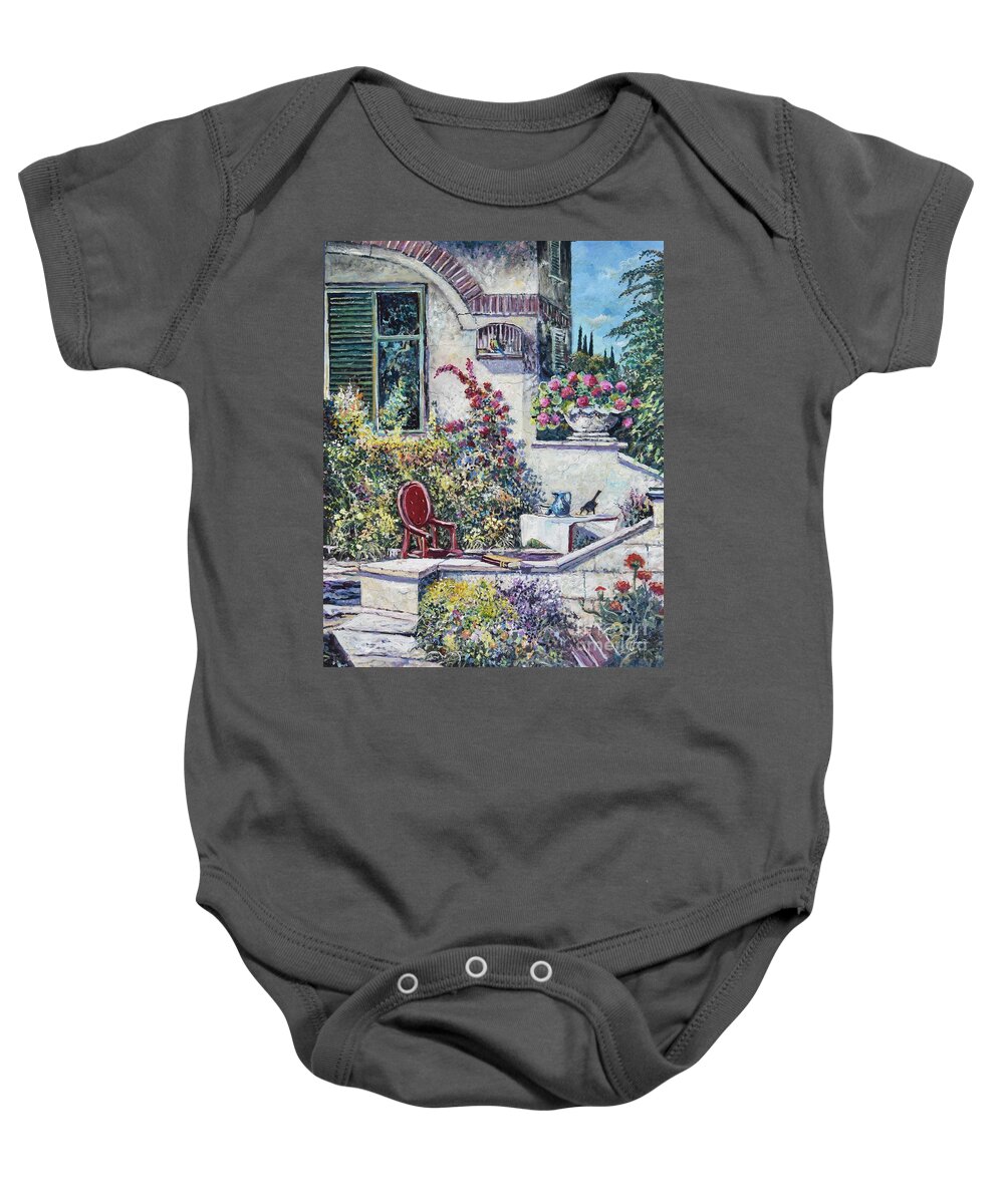 Original Painting Baby Onesie featuring the painting On The Porch by Sinisa Saratlic