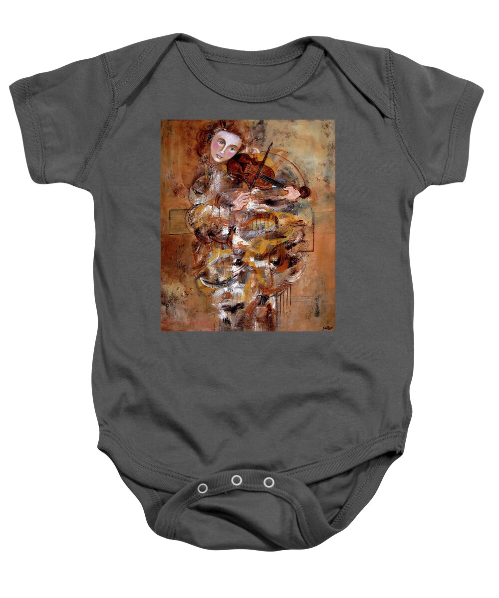 Figurative Baby Onesie featuring the painting Opus In Brown by Jim Stallings