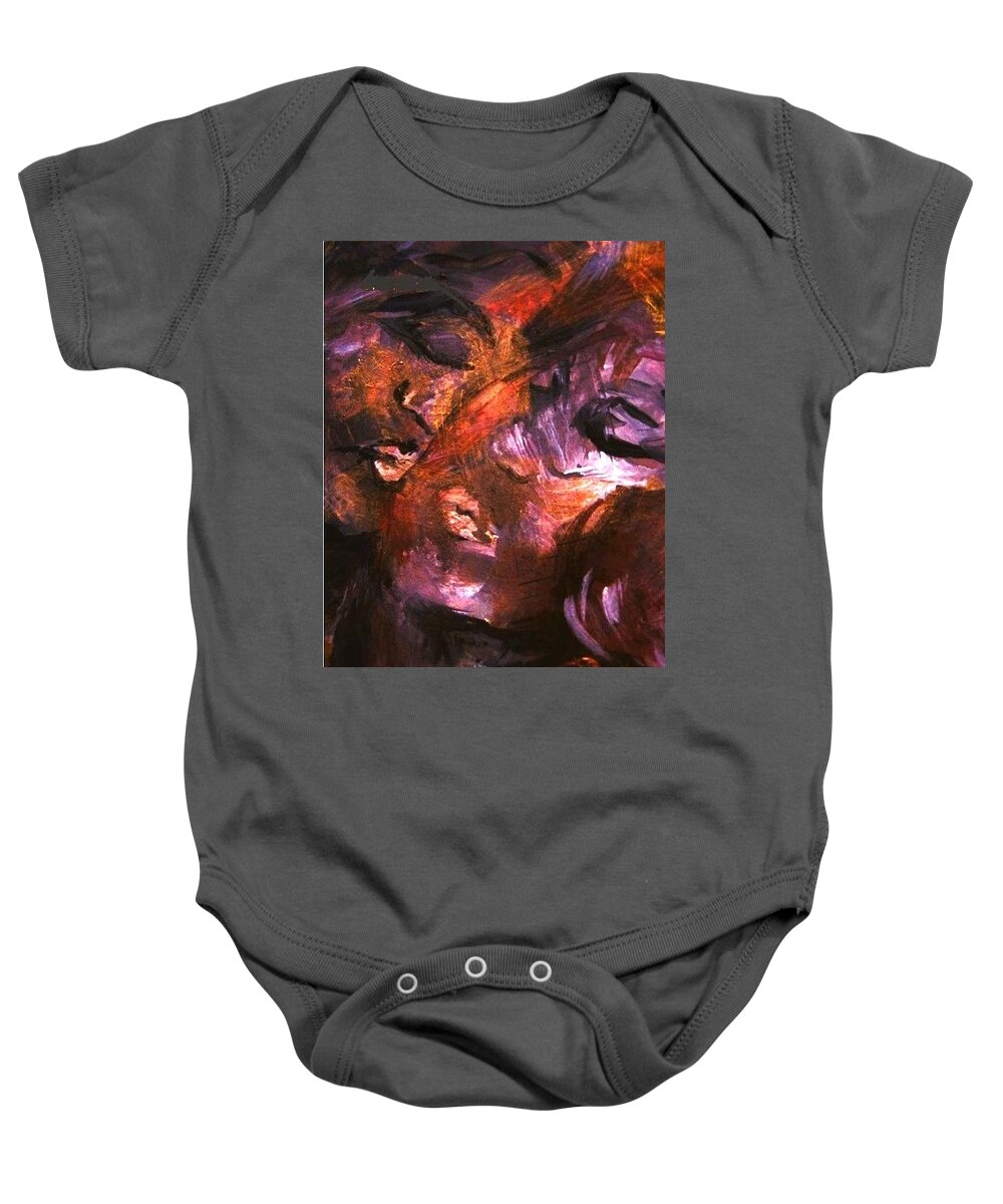 Portrait Baby Onesie featuring the painting Orange Rind by Dawn Caravetta Fisher