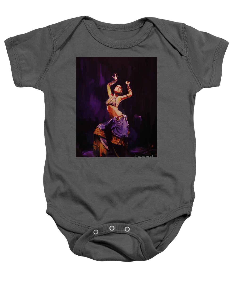 Flamenco Baby Onesie featuring the painting Oriental dancing art 01 by Gull G