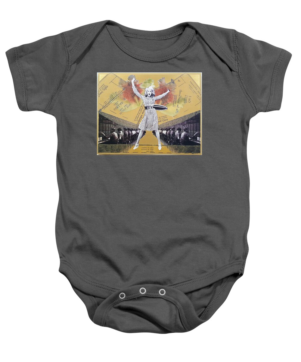 Hulahoop Baby Onesie featuring the mixed media Outside the Lines by Lisa Sheets