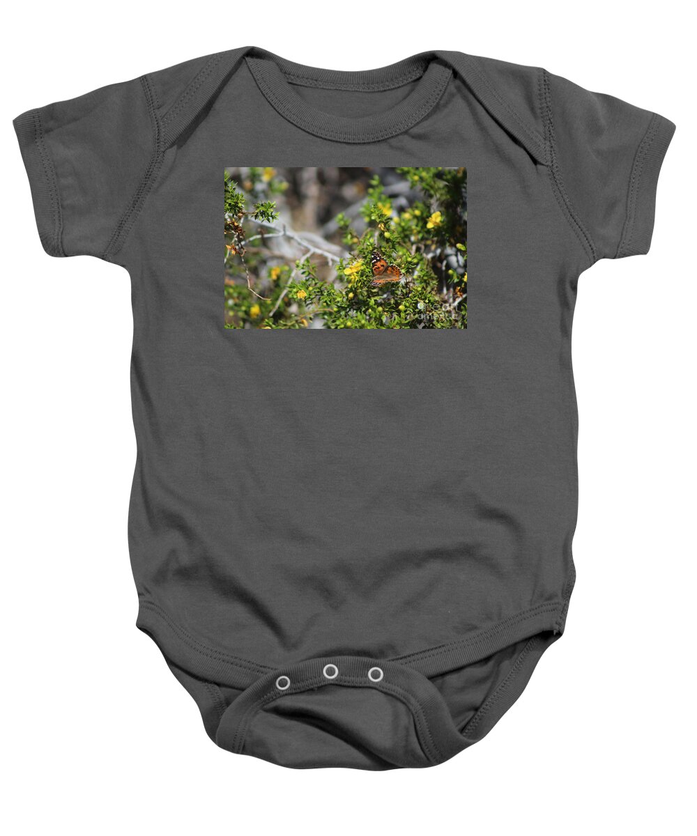 Painted Lady Baby Onesie featuring the photograph Painted Lady in Coachella Valley Wildlife Preserve by Colleen Cornelius