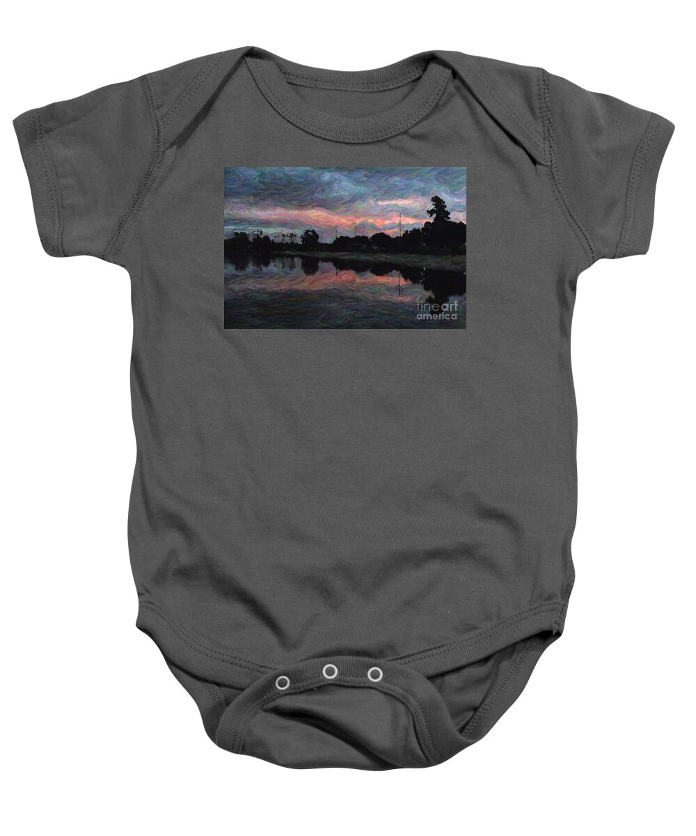 Lagoon Baby Onesie featuring the photograph Painted Sunset Colorado Lagoon by Katherine Erickson