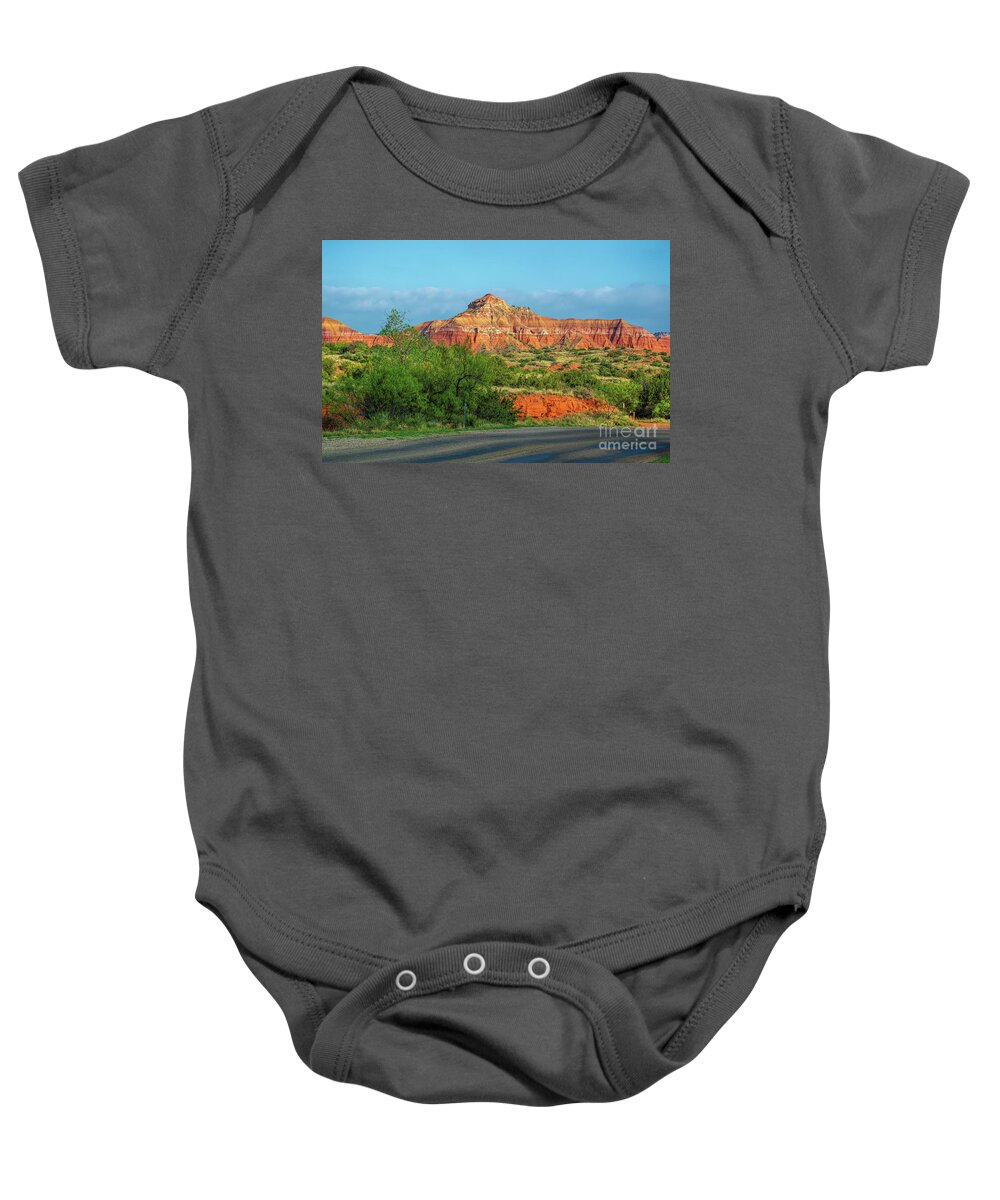 Sunrise Baby Onesie featuring the photograph Palo Duro Canyon Sunrise by Diana Mary Sharpton