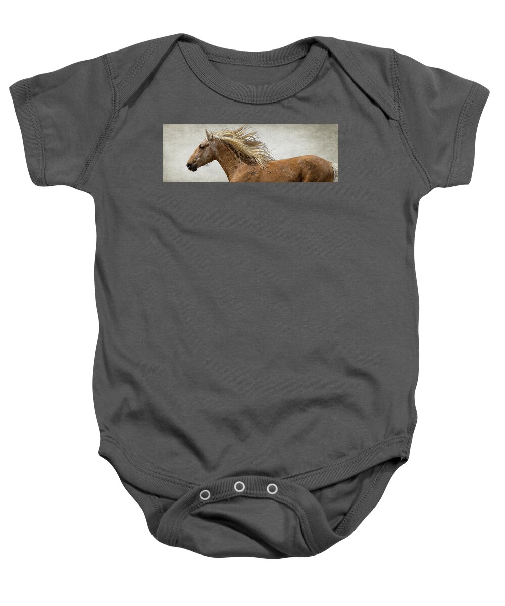 Wild Horses Baby Onesie featuring the photograph Palomino Beauty by Mary Hone