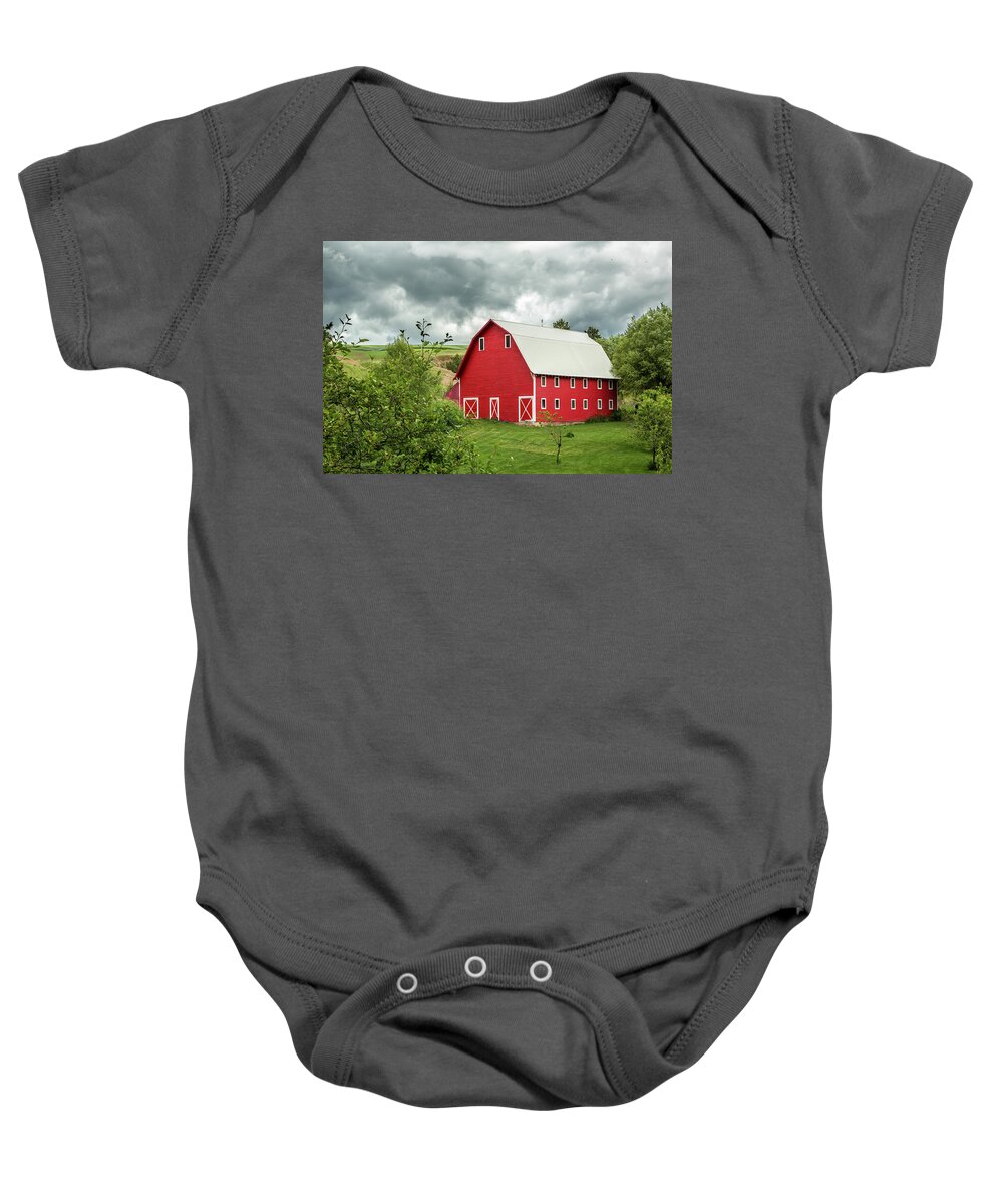 Farm Baby Onesie featuring the photograph Palouse Barn by Bob Cournoyer