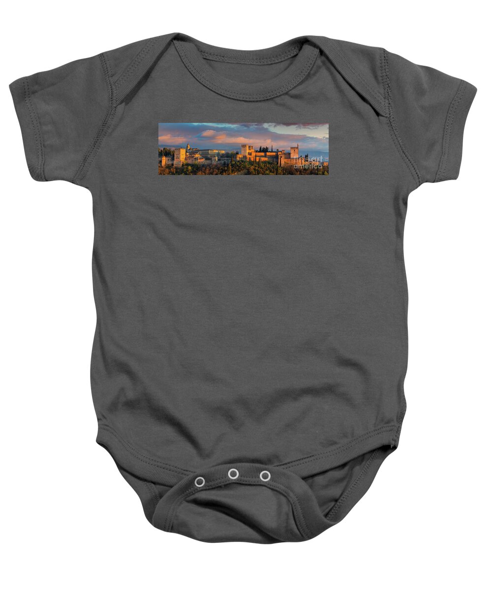 Alhambra Baby Onesie featuring the photograph Panorama from the Alhambra, Granada, Spain by Henk Meijer Photography